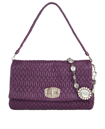 Crystal Matelasse Clutch, &pound;505, Handbags, Purple, Leather, Front view